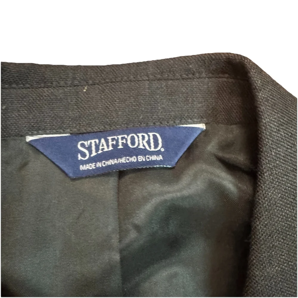 NWT Stafford Ease Wool Blend Suit Blazer Jacket Size:36R Charcoal Gray Vent